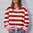 thumbnail image 2 of Timegard Crewneck Sweatshirts for Women Striped Long Sleeve Loose Comfy Pullover Tops Fall Fashion, 2 of 9