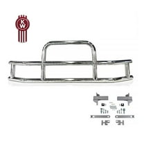 Small Model Deer Grille Guard Compatible for Kenworth T660 (2007-2021) with Brackets - 84-2/5"x10"x25-1/2" Heavy Duty Polished Stainless Steel Grille Guard for Trucks