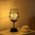 thumbnail image 2 of PEACNNG Geometric Table lamp Black Metal Table Lamp Vintage Wine Glass/Star Metal Wire Lampshade Led Light String Bulb for Bedroom, Living Room (Wine Glass), 2 of 5