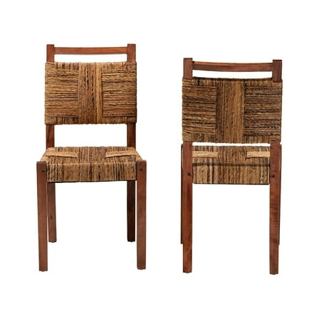 bali & pari Chabela Handwoven Seagrass Dining Chair Set of 2- Mango Wood Frame