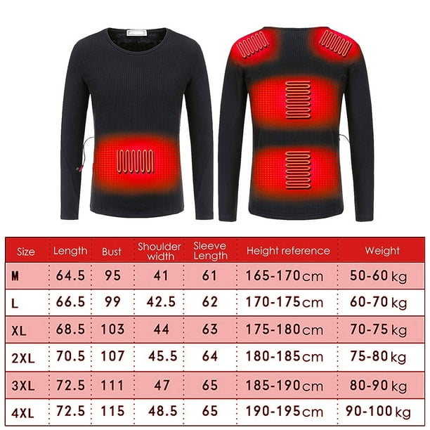 Heated Thermal Underwear Electric Heating Underwear Heated Top Thermal Long  Sleeve Underwear Heating Thermal Underwear Heated Thermal Underwear For Men  Women Temperature Adjustable 