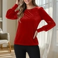 thumbnail image 2 of Diufon Velvet Tops for Women Dressy Casual Crewneck Long Sleeve Pullover Shirts Solid Color Velour Tunic Blouse, 2 of 8