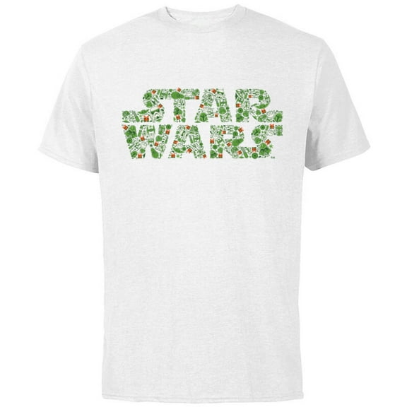 Star Wars Logo Christmas Collage Holiday Standard - Short Sleeve Cotton T-Shirt for Adults - Customized-White