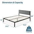 thumbnail image 6 of Zinus Korey 38" Metal Platform Bed with Upholstered Headboard, Full, 6 of 11