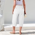 thumbnail image 6 of Tnhcen Women's High Waisted Drawstring Pockets 7/8 Capri Pants, 100% Cotton Prewashed Linen Look Lace Spliced Casual Trousers, Loose Fit Plus Size S - 2XL, 6 of 6