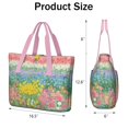 thumbnail image 3 of Tote Bag for Women - Pioneer Flower Shoulder Bag - Large Utility Work Duffle Bag with Zipper Handbag for Travel, Work, Sprots, 3 of 5