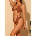 thumbnail image 2 of DARING DIVA Gold Chain Cut Out Bathing Suit XS Brown, 2 of 6