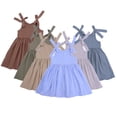 thumbnail image 2 of Qudderr Baby Toddler Girls Halter Dress Sleeveless Summer Princess Dresses Cotton Casual Swing Twirly Beach Sundress for Kids Size 6M-6Y, 2 of 9