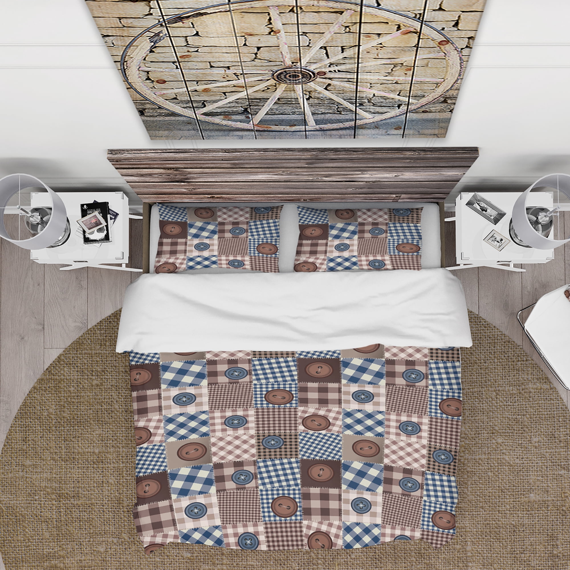 Designart 'Buttons on Squared Patchwork' Abstract Duvet Cover Set