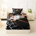 thumbnail image 4 of Castle Fairy Basketball Print Twin Sheets 3pcs, Hoop Silhouette Pattern Bedding, Black Gold White,1 Fitted Sheet, 1 Flat Sheet and 1 Pillowcase, 4 of 6