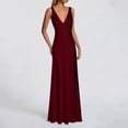 thumbnail image 2 of ZQUUVOU Maxi Dresses for Women Sleeveless V Neck Formal Evening Dresses Long Flowy Casual Wedding Guest Dresses Burgundy, 2 of 5