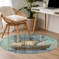 thumbnail image 4 of Round Area Rugs Collection 3 Ft, Vintage Sailboat Non-Slip Residential Carpet, Blue Ocean Seaports Anchors Farmhouse Wood Indoor Crawling Mats Doormat Runner Rugs Play Mat for Bedroom, 4 of 8