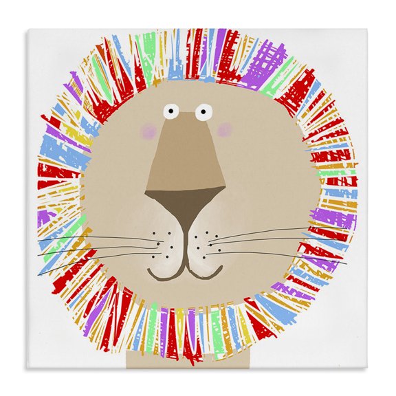 Stupell Industries Cottage Lion with Rainbow Mane Canvas Art, 17 x 17, by Carla Daly
