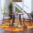 thumbnail image 3 of Round Rugs 5Ft, Fall Owl Round Area Rug Washable Indoor Throw Carpet, Orange Maple Leaf Botanical Thanksgiving Soft Non Slip Circle Rug for Cabinet Bathroom Home Decor Aesthetic, 3 of 8