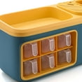 thumbnail image 5 of Caja de almacenamiento para condimentos, multifuncional, de doble capa, para cocina, organizador de especias, cuchillos, cucharas y utensilios, color azul, 5 of 5