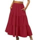 thumbnail image 1 of Falda boho de verano con cintura elástica y pliegues en línea A para mujer: falda de playa fluida con bolsillos, poliéster ligero para primavera/verano/otoño., 1 of 4
