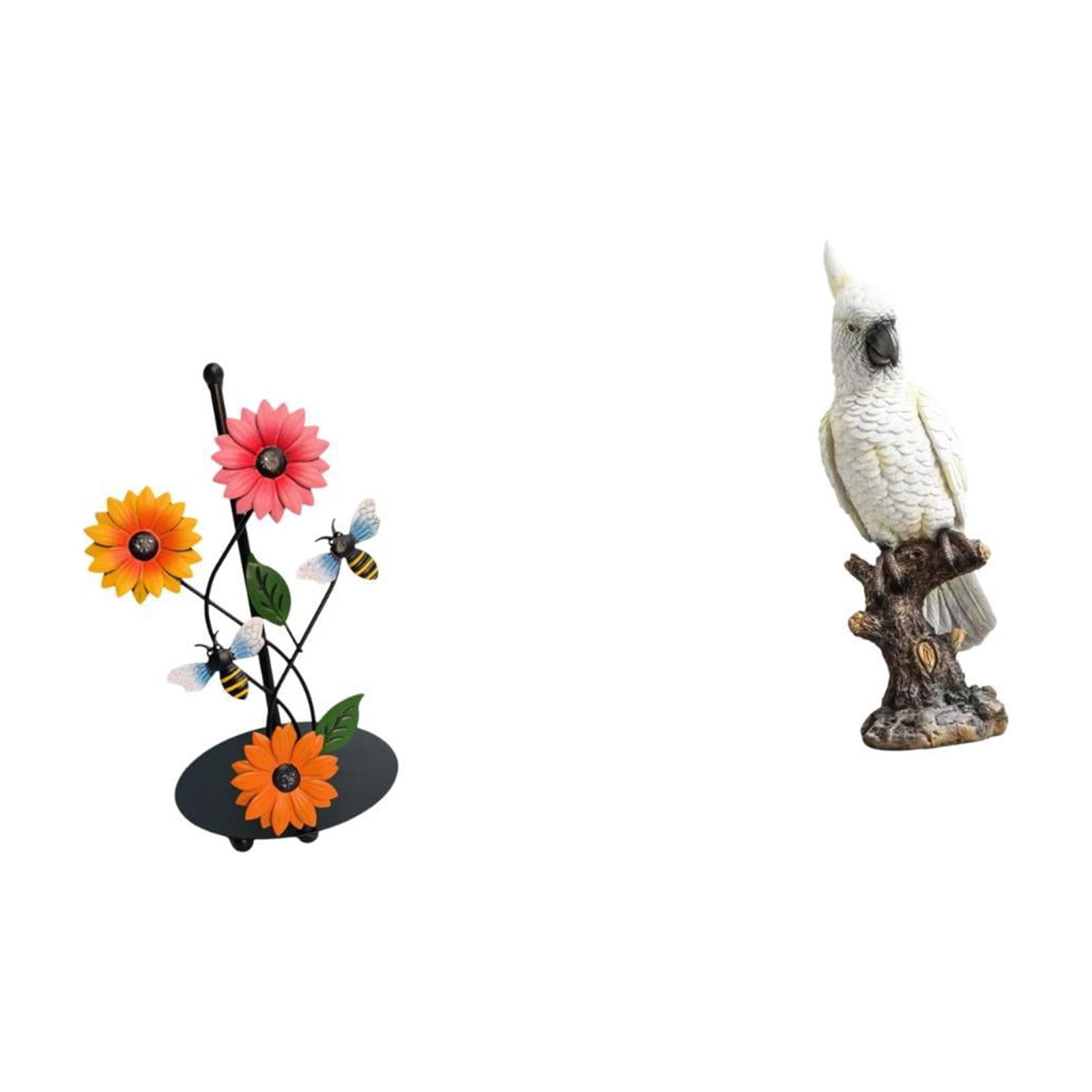 Fiocias Parrot Paper Towel Holder Dispenser Non Slip Vertical Tissue Holder Rack Animal Sculpture Resin Indoor Decorative Figurine Desktop Ornament for Desk T