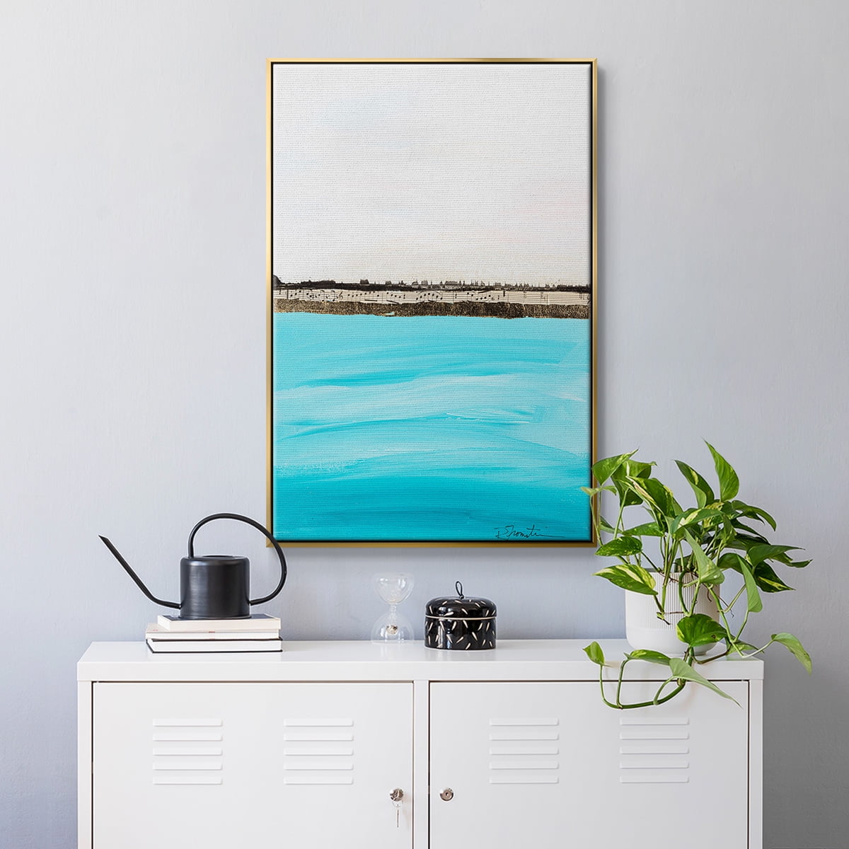 Harmony in Turquiose Framed Premium Gallery Wrapped Canvas - Ready to Hang