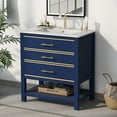 thumbnail image 3 of Modern 30inch Navy Blue/White Bathroom Vanity Cabinet Combo with Open Storge, Two Drawers WQ-500, 3 of 9