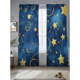 thumbnail image 2 of Blue Starry Sky Sheer Curtains 84 Inch Long 2 Panels, Star Galaxy Fantasy Romantic Light Filtering Rod Pocket Semi Sheer Curtains, Sheer Voile Drapes for Living Room Bedroom, 52"x84", 2 of 5