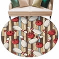 thumbnail image 2 of Bowling Balls Round Living Room Rugs 7 ft, Vintage Abstract Red Balls Bottles Wood Grain Washable Area Rug with Non-Slip Sturdy Edge Binding Round Carpet for Kitchen Office Bedroom, 2 of 9