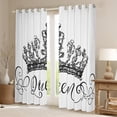 thumbnail image 2 of Feelyou Queen Crown Black Out Curtains for Kid, Kawaii Princess Style Curtains Pack of 2 (42x63 Each), White Grey Cartoon Bedroom Curtains, Blackout Curtains Bedroom Decor, 2 of 6