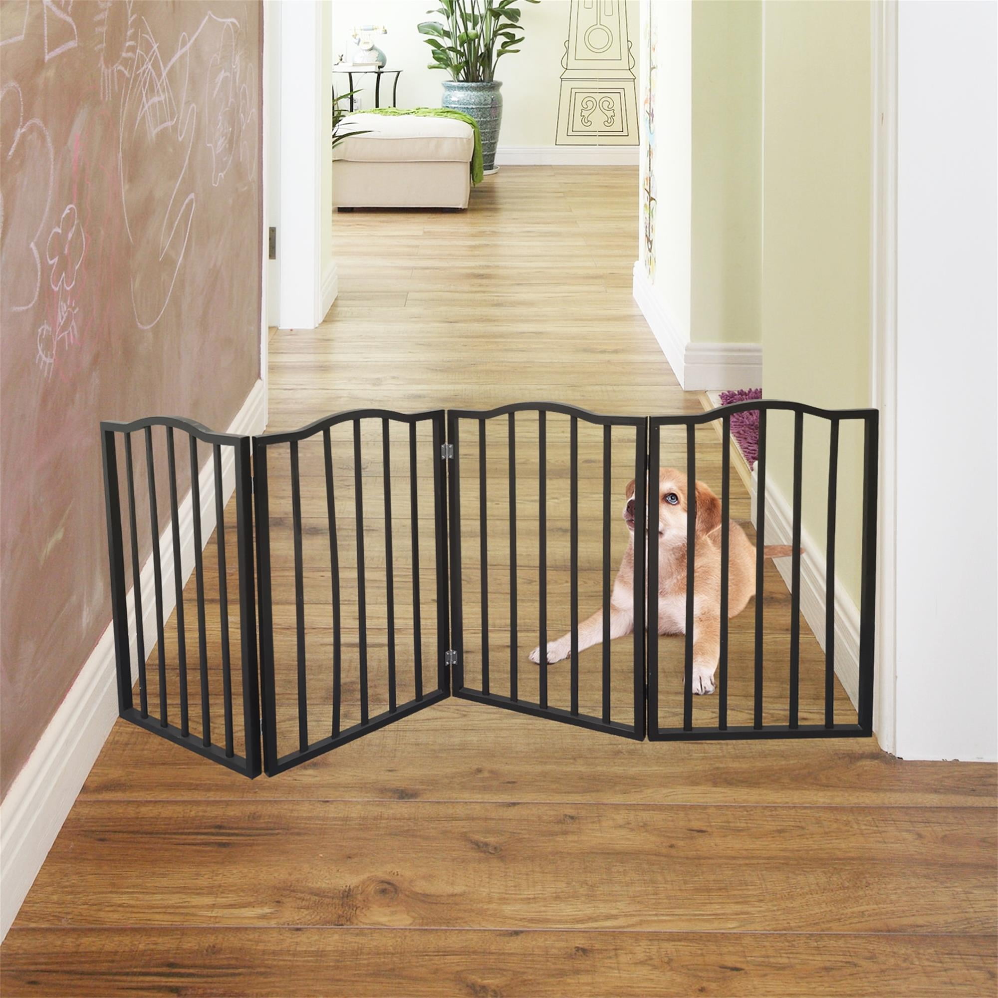 Pefilos 24" Indoor Freestanding Pet Gate, 3-Panel Indoor Foldable Dog Fence for Stairs, Hallways, or Doorways, Retractable Dog Gates, Brown Pefilos 24" Indoor Freestanding Pet Gate, 3-Panel Indoor Foldable Dog Fence for Stairs, Hallways, or Doorways, Retractable Dog Gates, Brown
