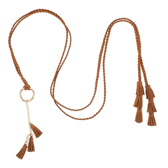 Raindrops Denim Belt Braided Rope Waist Chain Woman 109.00X3.20X1.30CM Coffee