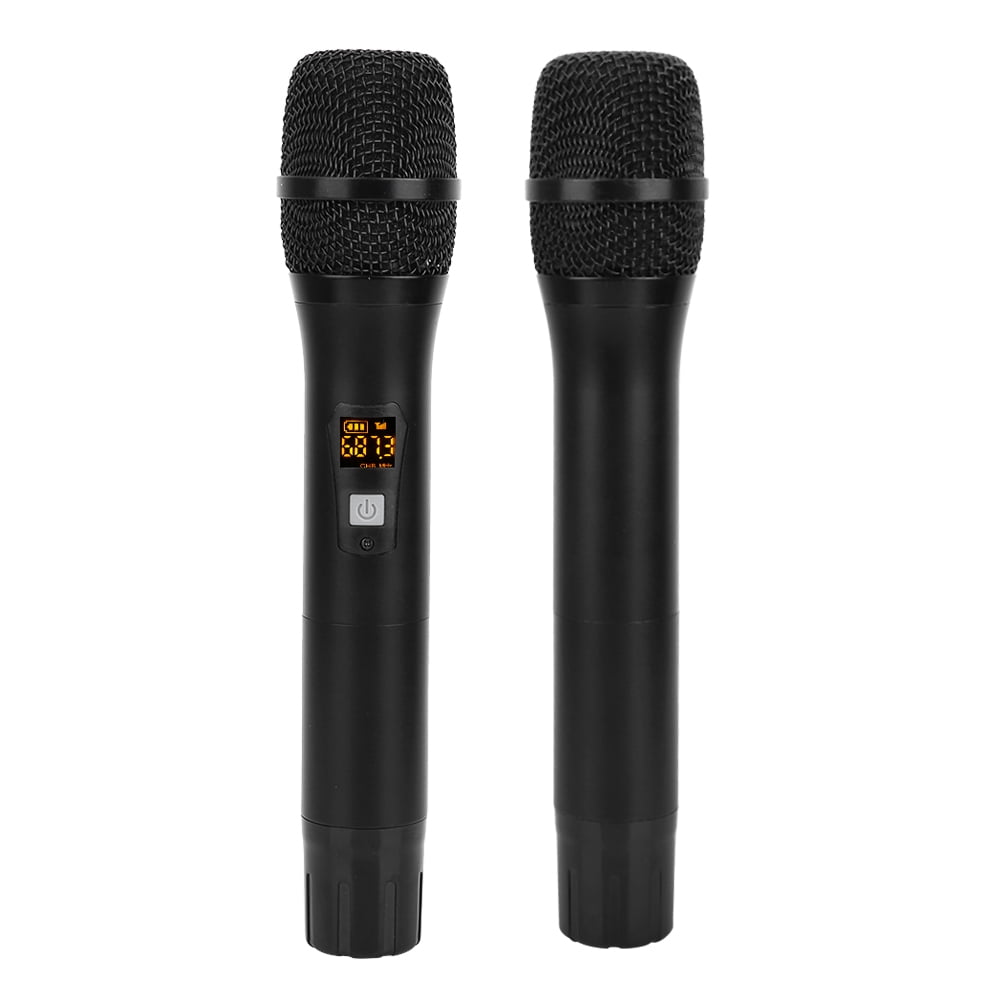 LYUMO 2Pcs 25 Channels Black Metal Handheld Wireless Microphone with