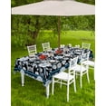 thumbnail image 4 of Fsddascl Black White Flowers Outdoor Tablecloth - 60x102 Inch Rectangle Dining Table Cover, Rustic Vintage Botanical Leaves Waterproof Outdoor Table Cloth with Umbrella Hole & Zipper for Patio, 4 of 7