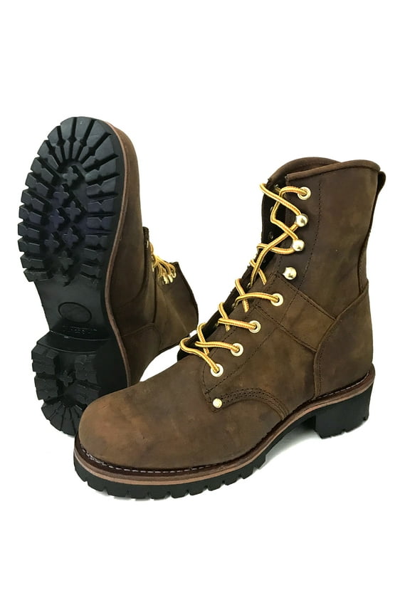Men's Logger Boots Leather 10" Lace Up Rugged Work Motorcycle Biker