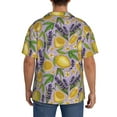 thumbnail image 3 of Balery Lavender Flowers Camisa Casual de Manga Corta con Botones para Hombre, Texturizada, Estilo Cubano, para Playa, Verano-4X-Large, 3 of 5