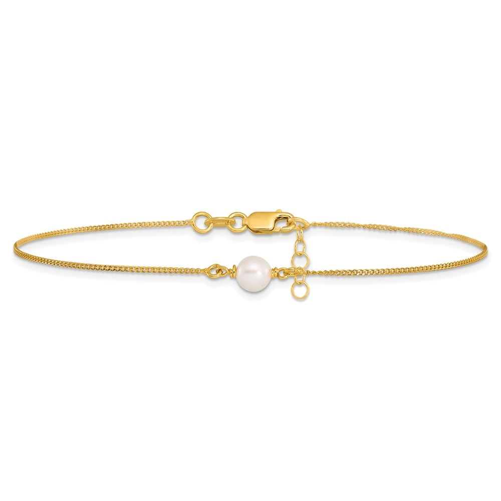 Auriga Fine Jewelry 925 Sterling Silver Gold-tone FWC Pearl 9in. Plus 1in. ext. Anklet for Women
