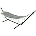 thumbnail image 4 of Northlight Hammock with Netted Fringe and Wooden Bars - 100" x 41" - Gray, 4 of 9