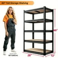 thumbnail image 4 of Adjustable 5 Tier Metal Storage Shelves Freestanding Shelf Unit Waterproof Garage Organizer Rack Black White Brown for Kitchen Pantry Basement Shed Garden Tool Storage, 4 of 12