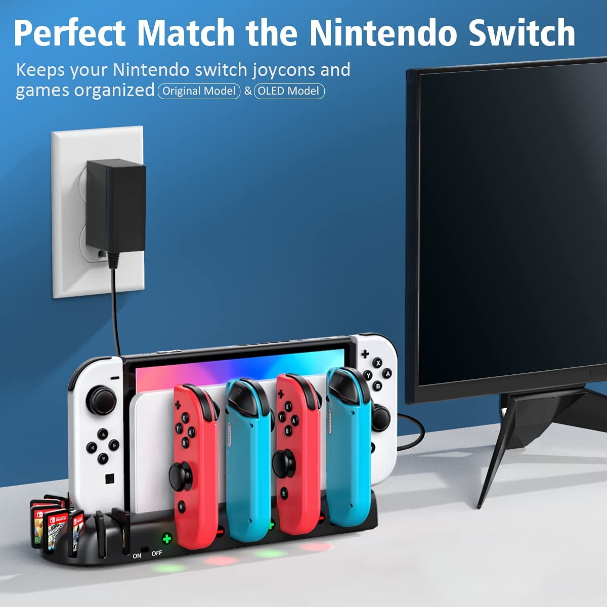 Nintendo Switch Joy-Con Charger Station with LED Indicators Nintendo Switch Joy-Con Charger Station with LED Indicators