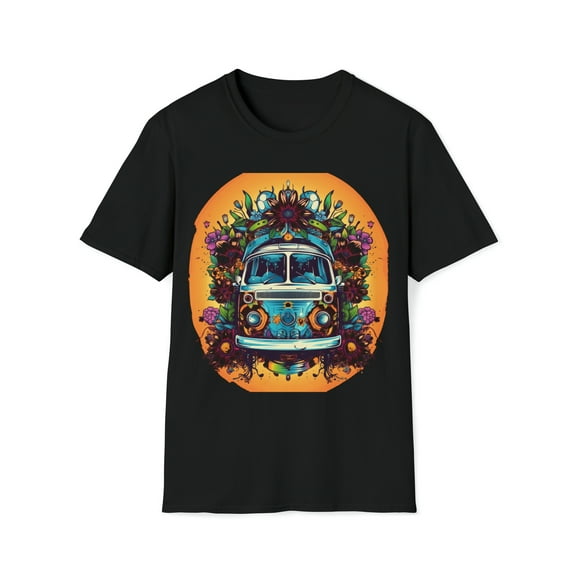 Hippie Van Bus Unisex T-Shirt Boho Festival Flowers 60s 70s