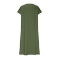 thumbnail image 3 of WILLBEST Vestido De Verano Para Mujer, Vestido Informal Holgado De Lino Con Cuello En V Y Manga Corta, Vestido De Día Cómodo De Color Sólido, 3 of 3