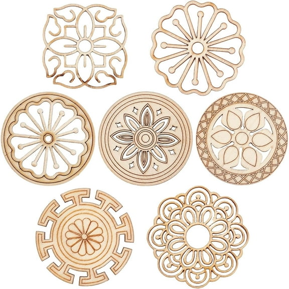 7 Style 14Pcs Wooden Carved Onlay Appliques Carving Decal Corner Craft Unpainted Furniture Home Window Decoration Wood Carving