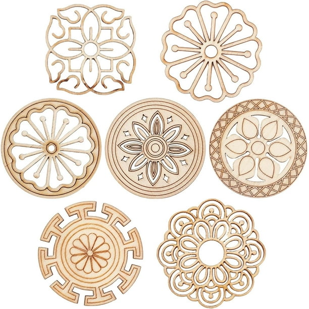 7 estilos 14 piezas de apliques de madera tallada para esquinas, sin pintar, para muebles, decoración de ventanas del hogar, calcomanía de madera tallada
