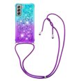 thumbnail image 1 of Funda para Samsung Galaxy S21 FE 5G Brillantina Líquida Divertida Reluciente y con Cristales en Movimiento Cuerpo Cruzado con Cordón Ajustable, 1 of 5
