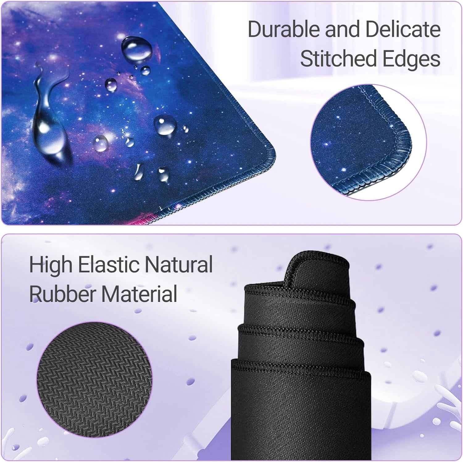 Galaxy Gaming Mouse Pad Large,XL Desk Pad Computer Mouse Pad for Keyboard with Stitched Edges, Anti-Slip Base,Waterproof Mousepad,Big Mouse Pad for Gamer,Office &Home(Purple,31.5" x 11.8")