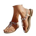 thumbnail image 2 of Huesdet Women's Casual Rhinestone Metallic Thong Sandals Open Toe Summer Flip Flop Flat(Gold,7.5), 2 of 5