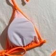 thumbnail image 4 of UTSJKR Women's Mesh Hollow Out Drawstring Bikini 3 Piece Set, Cutout Tie Design Bathing Suit, Sexy Vacation Beachwear Orange S, 4 of 8