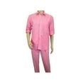 thumbnail image 4 of Men INSERCH premium Soft Linen Breathable 2pc Walking Leisure suit LS29116 Pink, 4 of 4