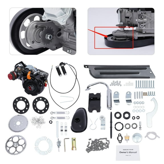 100cc 2-Stroke Bicycle Engine Kit, 3.5HP, 3600RPM, 0.52 Gal Fuel Tank, Air Cooling System, Complete Kit for Bicycle Conversion with Quiet Operation