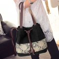 thumbnail image 4 of Bolso de hombro Bolso tipo cubo para mujer Bolso tote con cordón Lona Casual Ocio diario (Negro), 4 of 5