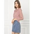 thumbnail image 2 of INSPIRE CHIC Women's Ruffle Neck Polka Dots Sheer Chiffon Blouse, 2 of 4