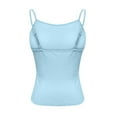 thumbnail image 5 of Tianiyouqing Womens Undershirt Tank Tops Tight Cami Tops Cute Undershirts Square Neck Double Lined Layered Adjustable Spaghetti Strap Racerback Sleeveless Basic Blue M, 5 of 6