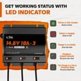 thumbnail image 2 of LiTime 3-Bank 10A (10A/Bank) Smart Battery Charger 14.6V LiFePO4 Charger AC-DC Charger with Fuse, LED Indicator for RV, Boat, Motorcycle, Lawn Mower, Trolling Motor and Lead Acid Battery, 2 of 7